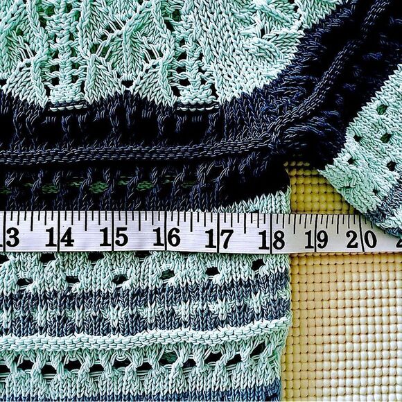 Jonathan Simkhai Roxana  Macrame Blue Striped Crop Crochet Sweater Top V-neck S - Picture 9 of 14